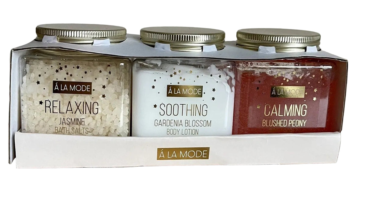 A La Mode Toiletries Bath Salts, Body Cream & Bath Scrub Gift Set