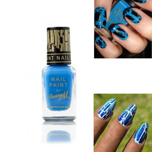 Barry M Nail Paint Nail Effect Crackle Varnish in Blue
