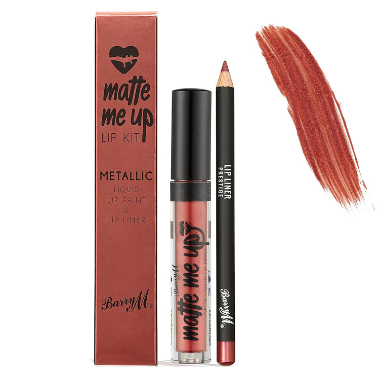 Barry M Matte Me Up Liquid Lip Kit Metallic Prestige