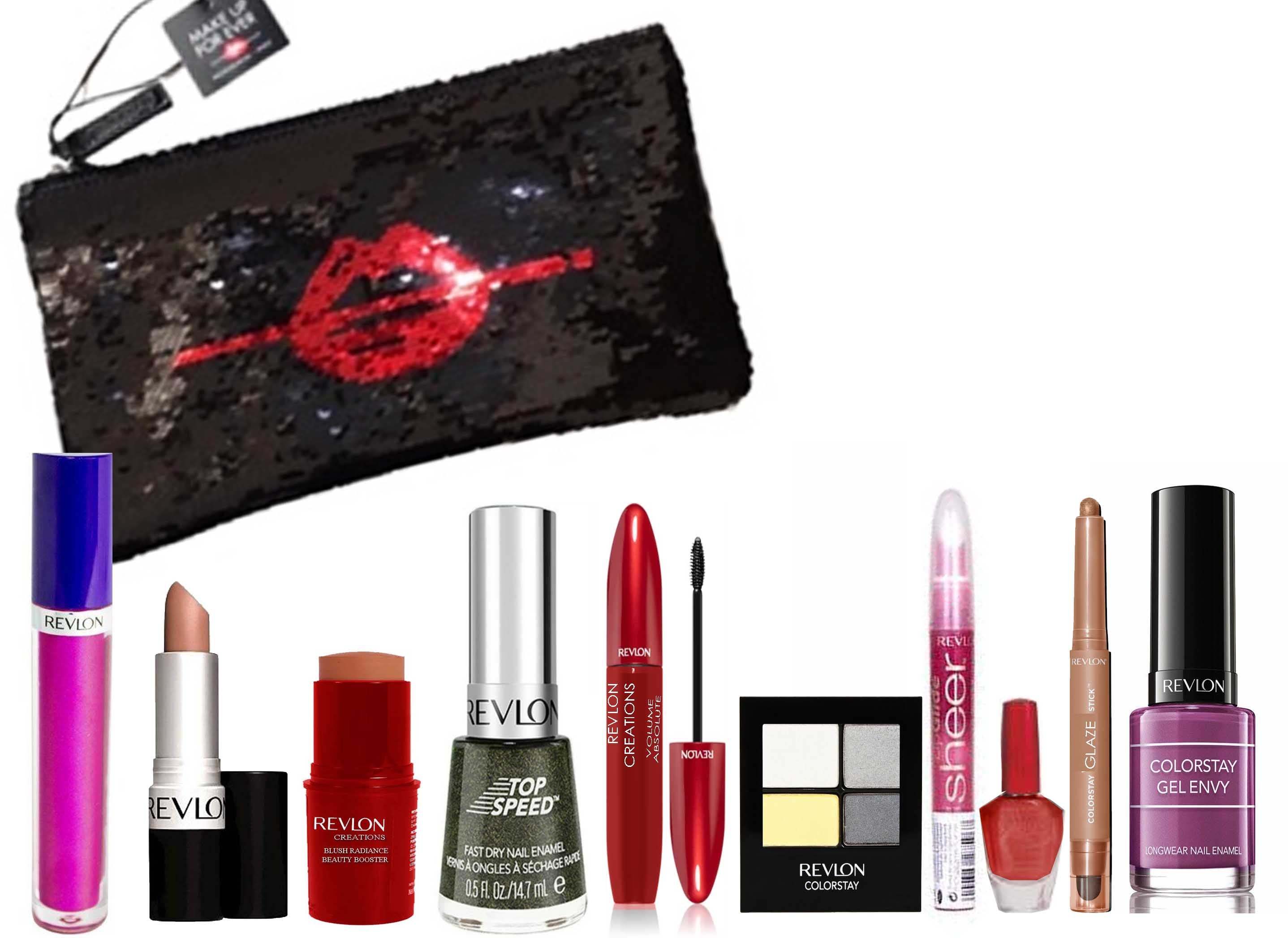 Revlon 10pc Colorstay Lip & Eye Makeup Set & Bag