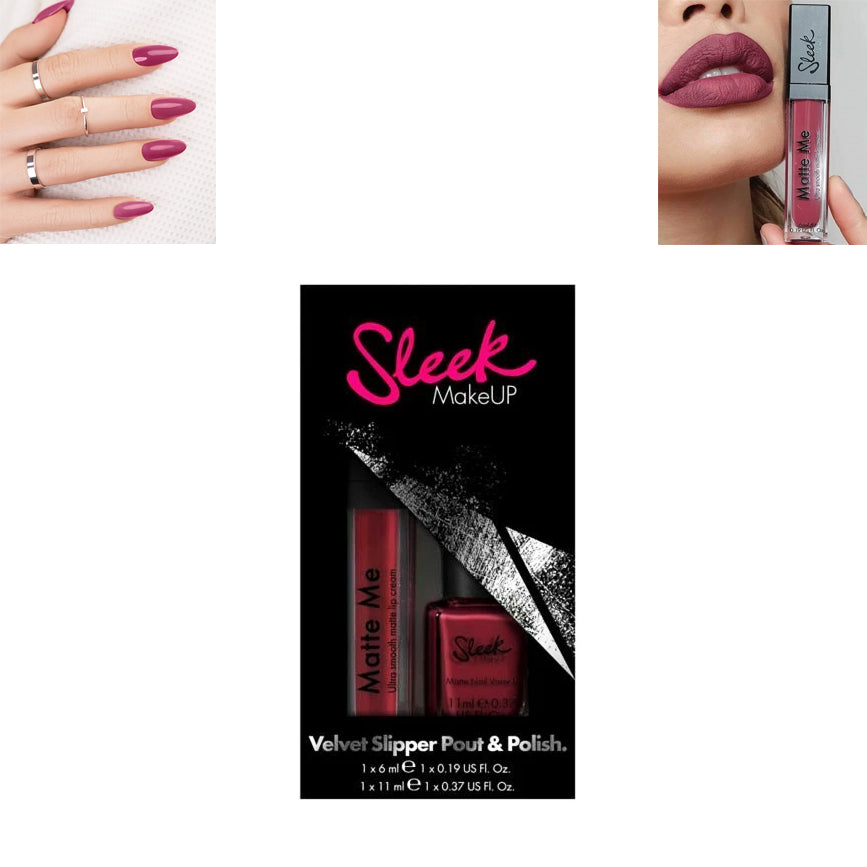 Sleek MakeUP Matte Me Lip Cream Velvet Slipper & Matching Nail Polish