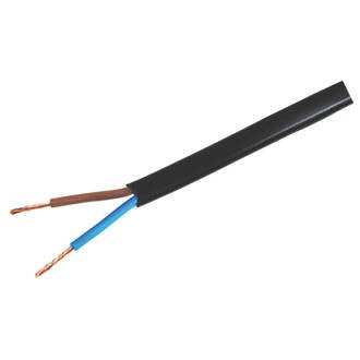 Innovo 10 Metres Black 0.75mm Twin Lighting Flex Cable 2192Y 3amp PVC Coating 2 Core Free Cable Clip with Every One Metre