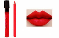 Kiss-Proof 2pc Matt Lip Colour Lipstick Wand Set with Lipliner Bright Scarlet Red