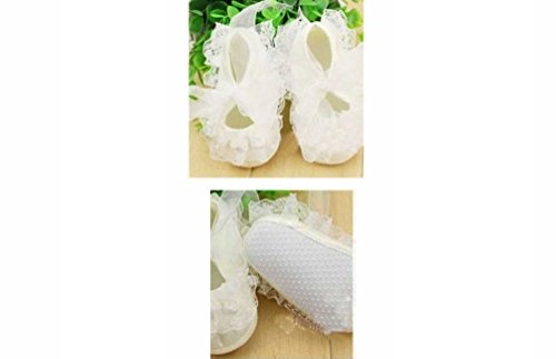 Baby Girls White Daisy Embroidered Lace Sleeveless Lined Dress with Satin Bow & Lace Shoes 6-12 Months