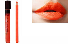 Kiss-Proof 2pc Matt Lip Colour Lipstick Wand Set with Lipliner Bright Orange