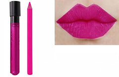 Kiss-Proof 2pc Matt Lip Colour Lipstick Wand Set with Lipliner Deep Fuchsia Pink