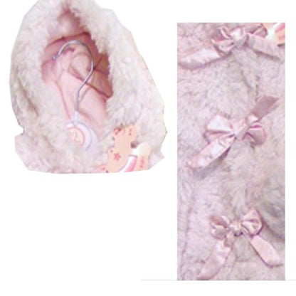 Baby Girl Luxury Fur Feel Lined Hooded Snowsuit with Satin Bows Pink 6 months