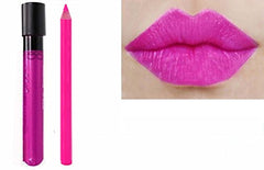 Kiss-Proof 2pc Matt Lip Colour Lipstick Wand Set with Lipliner Fuchsia Pink