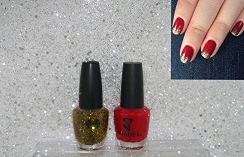 Gold Glitter & True Red Duo Nail Varnish Set