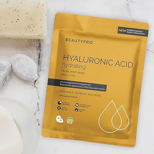 BEAUTYPRO HYALURONIC ACID Hydrating Facial Sheet Mask - 100% Biodegradable