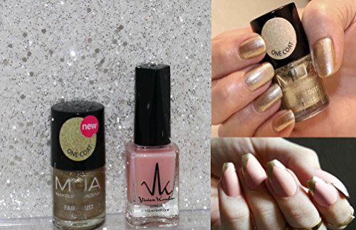 Gold & Nude Glitter Shimmer Duo Nail Varnish Set