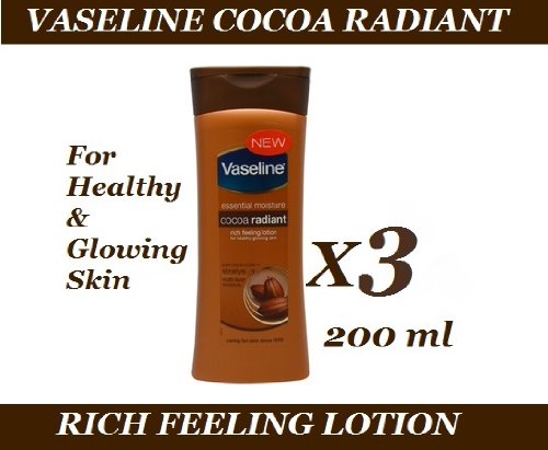 VASELINE PURE COCOA BUTTER BODY LOTION /GLOWING LOTION Pack of 3 x200ml