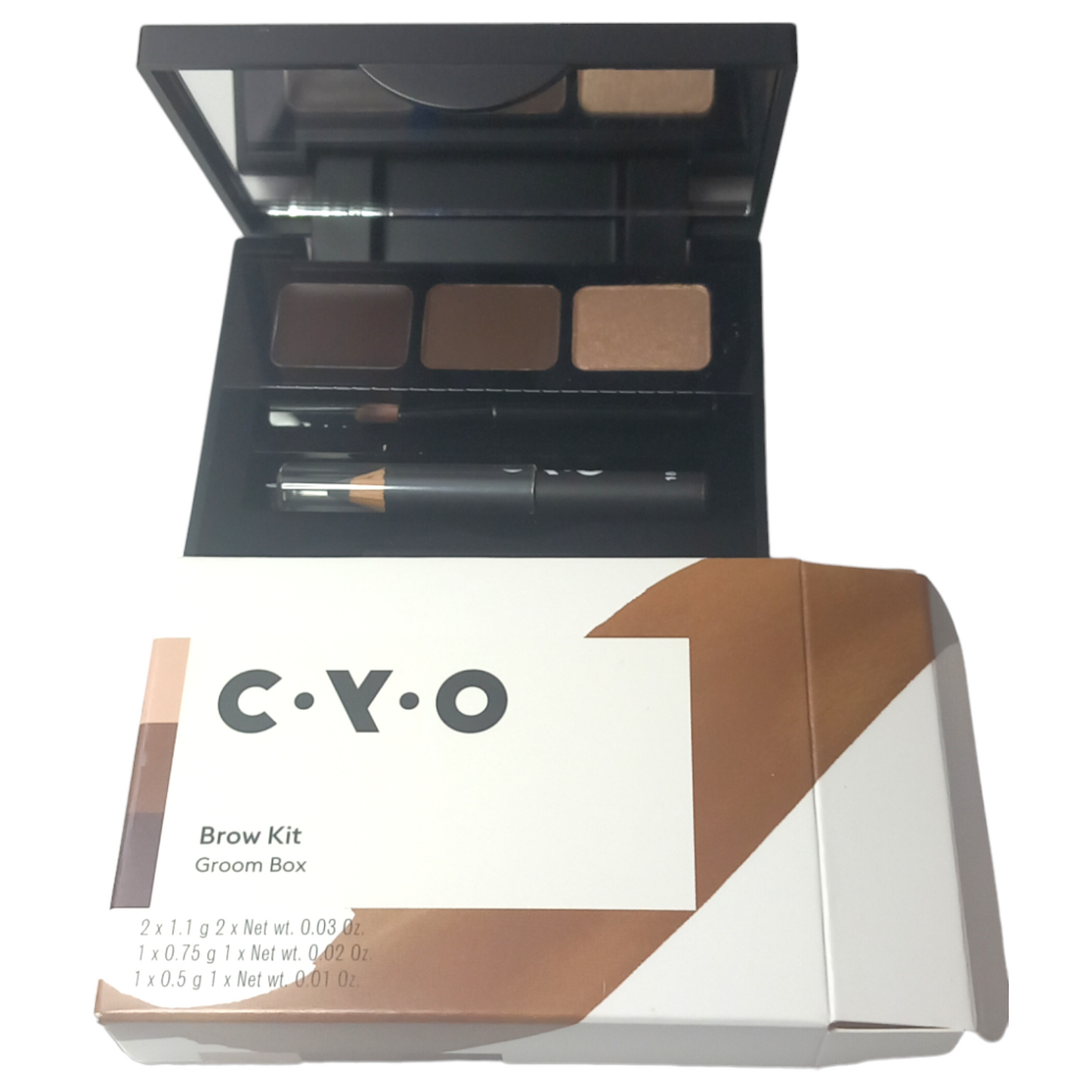 CYO Groom Box Brow Kit Eyebrow Wax Pencil Gel Powder DARK