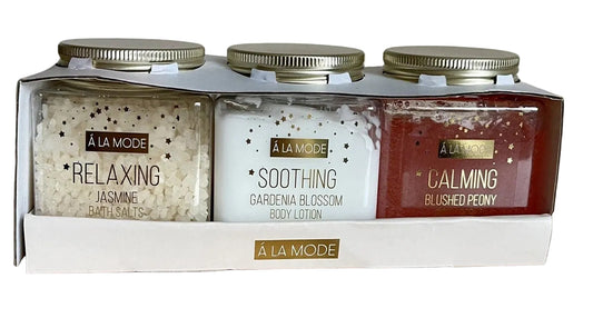 A La Mode Toiletries Bath Salts, Body Cream & Bath Scrub Gift Set
