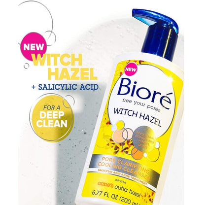 Biore Witch Hazel Pore Clarifying Cooling Cleanser For Spot Prone Skin 200ml
