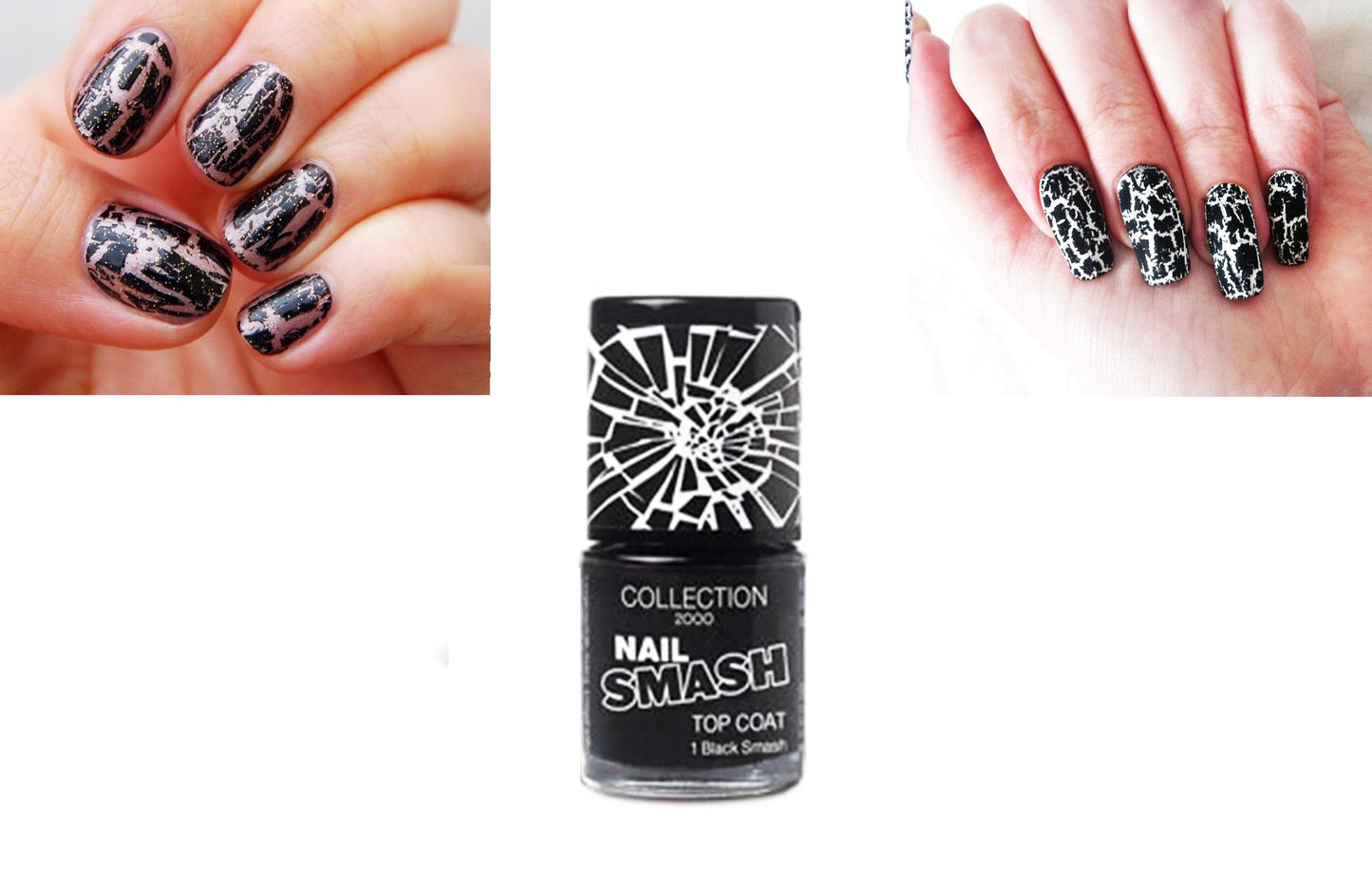 Collection Top Coat Crackle Nail Varnish Black Smash 9ml