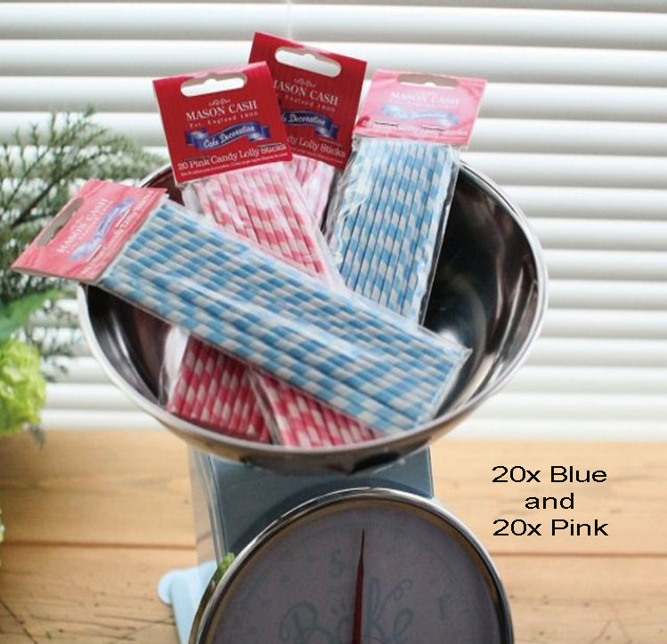 Fanci Baking 5 Pastel Metal Flower Cookie Cutters in Blue Tin & 40 Candy Lolly Sticks
