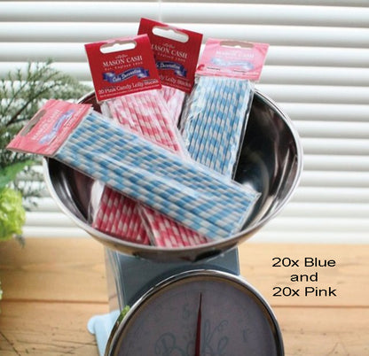 Fanci Baking 5 Pastel Metal Flower Cookie Cutters in Blue Tin & 40 Candy Lolly Sticks