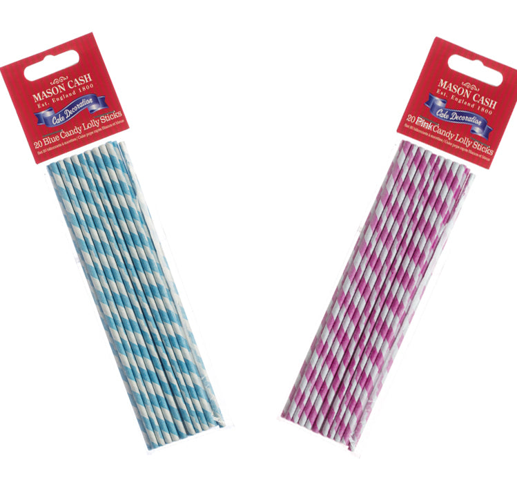 Fanci Baking 5 Pastel Metal Flower Cookie Cutters in Blue Tin & 40 Candy Lolly Sticks