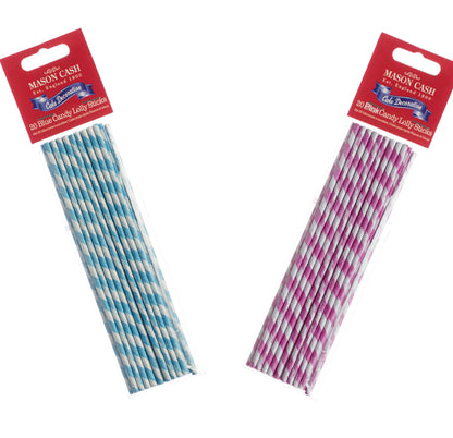 Fanci Baking 5 Pastel Metal Flower Cookie Cutters in Blue Tin & 40 Candy Lolly Sticks