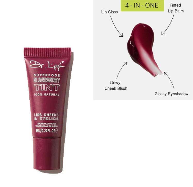 Dr Lipp Elderberry Tint for Lips, Cheeks & Eyelids 100% Natural 8ml