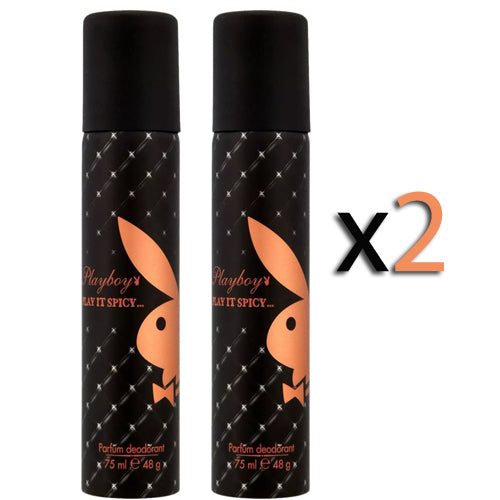 Playboy Perfume Deodorant Body Spray Play It Spicy 75ml Pack of 2