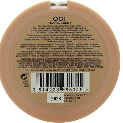 Rimmel Insta Fix & Matte Translucent Pressed Powder 001