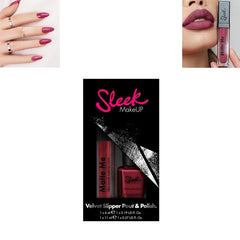 Sleek MakeUP Matte Me Lip Cream Velvet Slipper & Matching Nail Polish