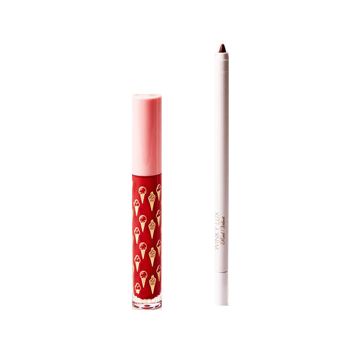 Winky Lux Kiss Kiss Proof Liquid Lipstick & Matching Lipliner Cherry Set