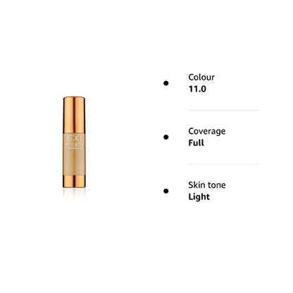 EX1 Cosmetics Invisiwear Liquid Full Coverage Foundation Makeup Shade 11.0 - Vegan, Oil and Fragrance Free, Dermatologically and Clinically Tested