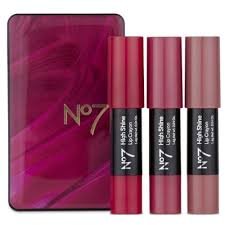 No7 High Shine Lip Crayon Trio x3 Colours Boxed Set