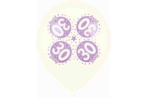 Pack of 8 11" Assorted Colour 30th Balloons (Age 30)