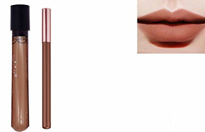 Kiss-Proof 2pc Matt Lip Colour Lipstick Wand Set with Lipliner Dark Beige