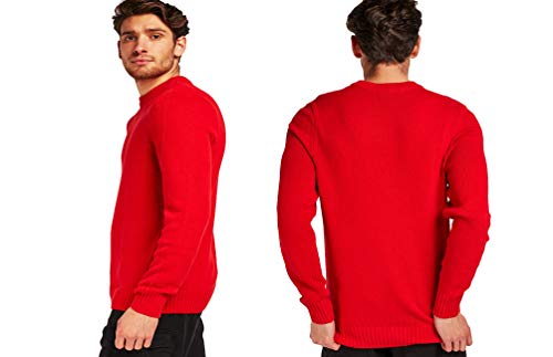 John Baner Men's Plain Knit Round Neck Rib Trim Jumper Sweater Choose Colour & Size