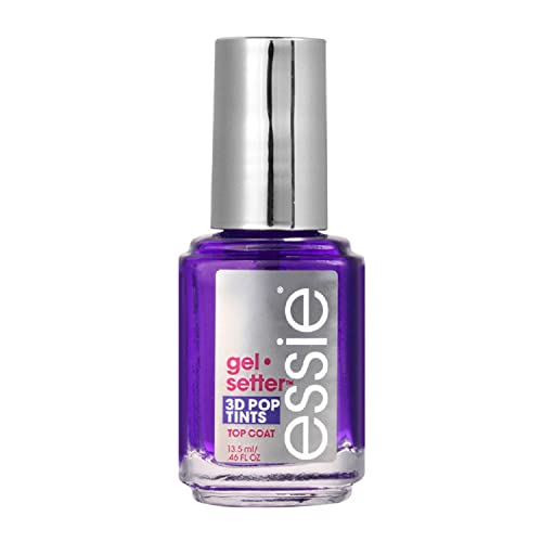 essie Top Coat Nail Polish, Gel-Setter 3D Pop Tints Top Coat Birds Eye Blue