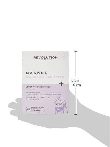 Revolution Skincare London, Maskne Calming & Purifying, Lower Face Sheet Mask