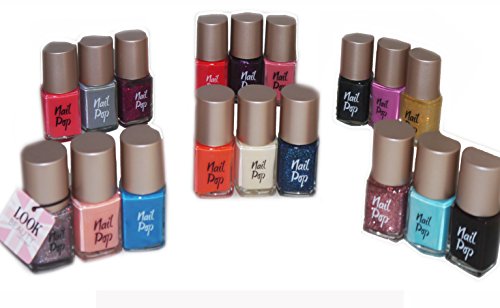Look Beauty Nail Pop Nail Varnish 3pc Set 1x Glitter 1x Pastel & 1x Vibrant Shade