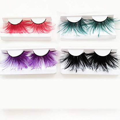 Feather Fake Eyelashes Long Voluminous False Eye Lashes Choose Colour