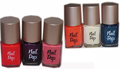 Look Beauty Nail Pop Nail Varnish 3pc Set 1x Glitter 1x Pastel & 1x Vibrant Shade