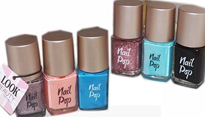 Look Beauty Nail Pop Nail Varnish 3pc Set 1x Glitter 1x Pastel & 1x Vibrant Shade