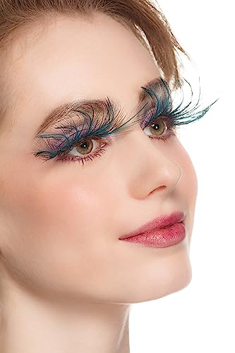 Dorisue Halloween eyelashes Double Lip Black with Green Big Extra Long Feather eyelashes