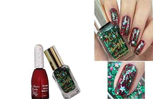 Barry M Nail Paint Limited Edition Glitter Christmas Tree & Ruby Nail Varnish Duo