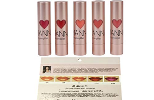 Manna Kadar Night on the Town Lip Luxuries Semi Matte 5 Piece Lipstick Set Gift Boxed