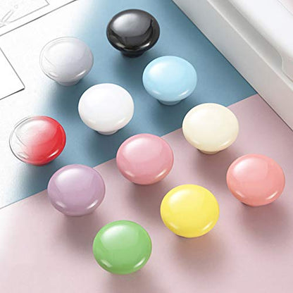 WFZ17 Candy Color Ceramic Round Drawer Handle Pull Knobs for Wardrobe Cupboard Cabinet White