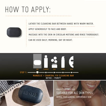 Nip + Fab Charcoal & Mandelic Acid Fix Cleansing Bar Face