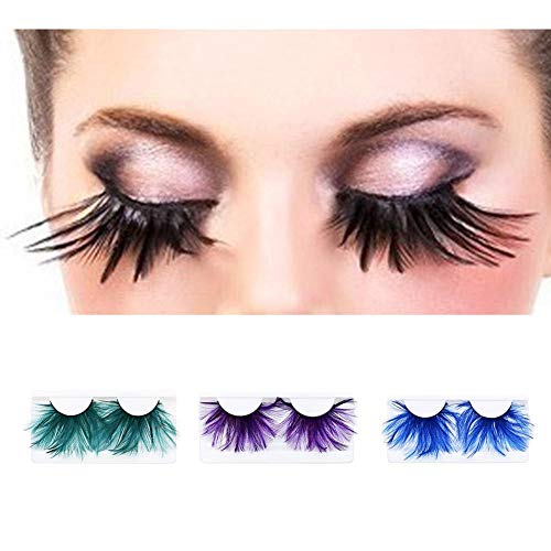 False Eyelashes Feather False Eyelashes Colorful Eye Lashes long Eyelashes with Thick Color Fashion Nightclub Makeup Fake Eyelashes