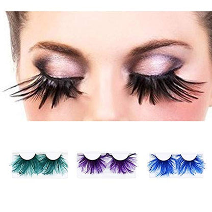 False Eyelashes Feather False Eyelashes Colorful Eye Lashes long Eyelashes with Thick Color Fashion Nightclub Makeup Fake Eyelashes