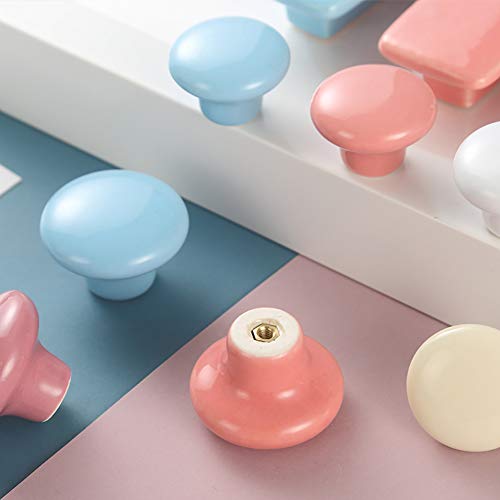 WFZ17 Candy Color Ceramic Round Drawer Handle Pull Knobs for Wardrobe Cupboard Cabinet White