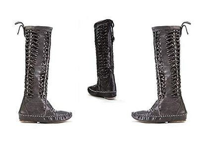 Ladies Mid Grey Super Soft Faux Leather Knee High Flat Fleece Lined Boots UK 6/39 Boxed FREE UK POST