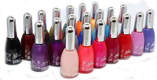 La Femme 21 Piece Nail Polish Varnish Set - UV Neon And Glitter Party Shades Including & Topcoat.